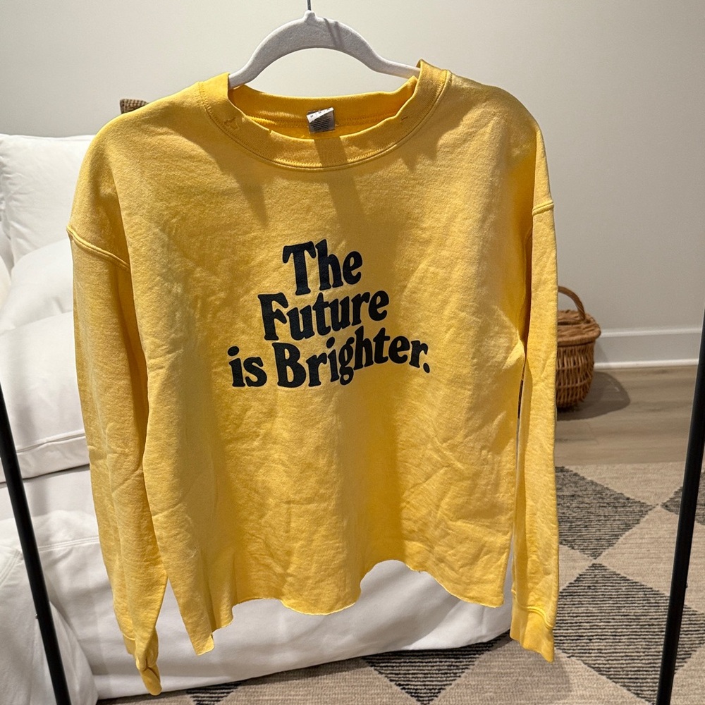 Yellow Graphic Sweatshirt "The Future is Brighter."